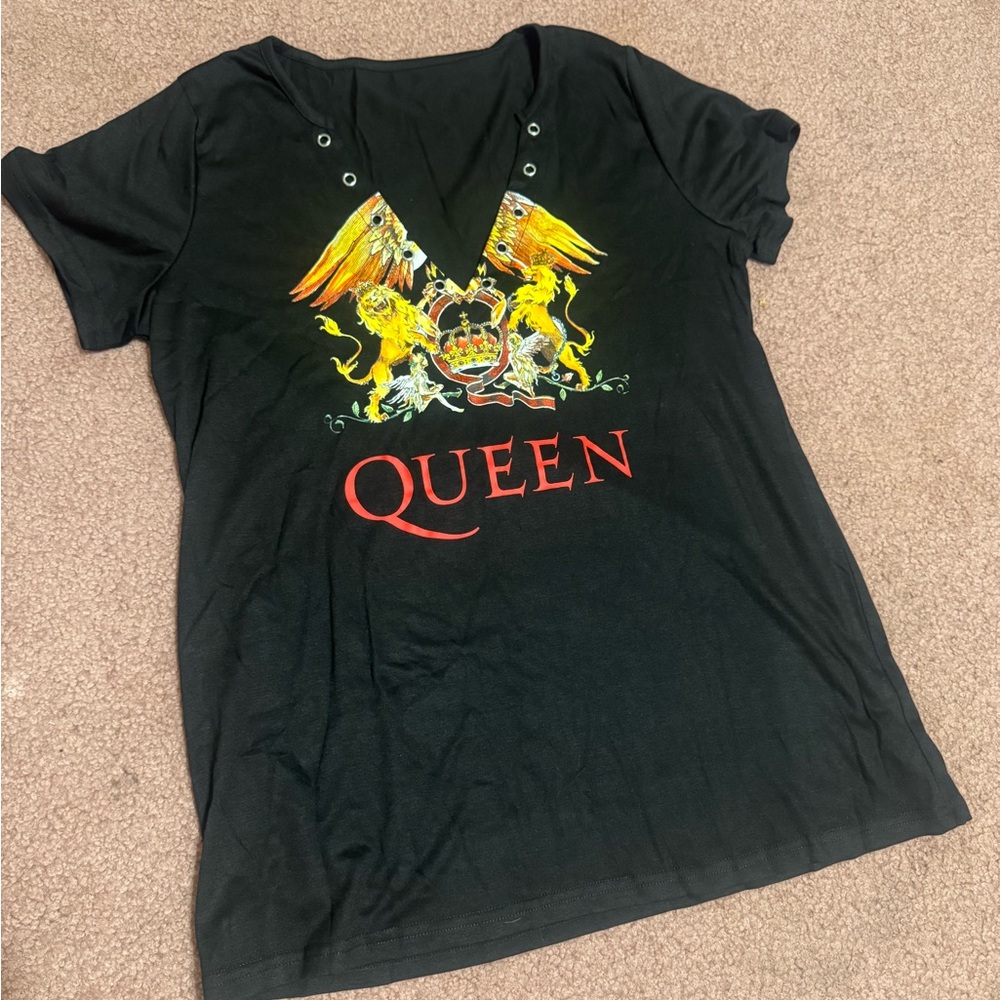 New large queen black vintage music band concert tee shirt